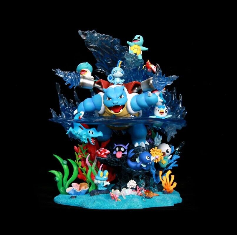 Anime Pokemon Blastoise Water Family Bucket lightable Statue boxed PVC figure