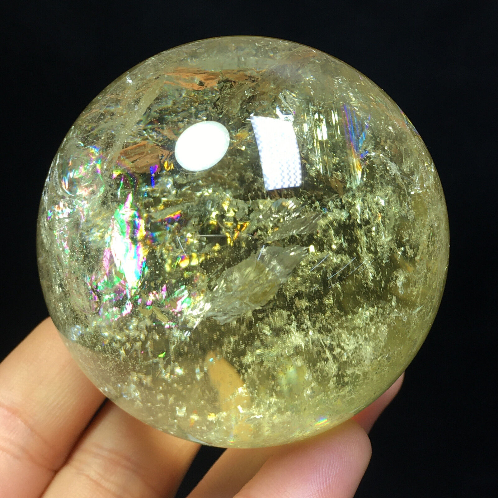 225g Natural Citrine Quartz Sphere Crystal Energy Ball Reiki healing gem Decor