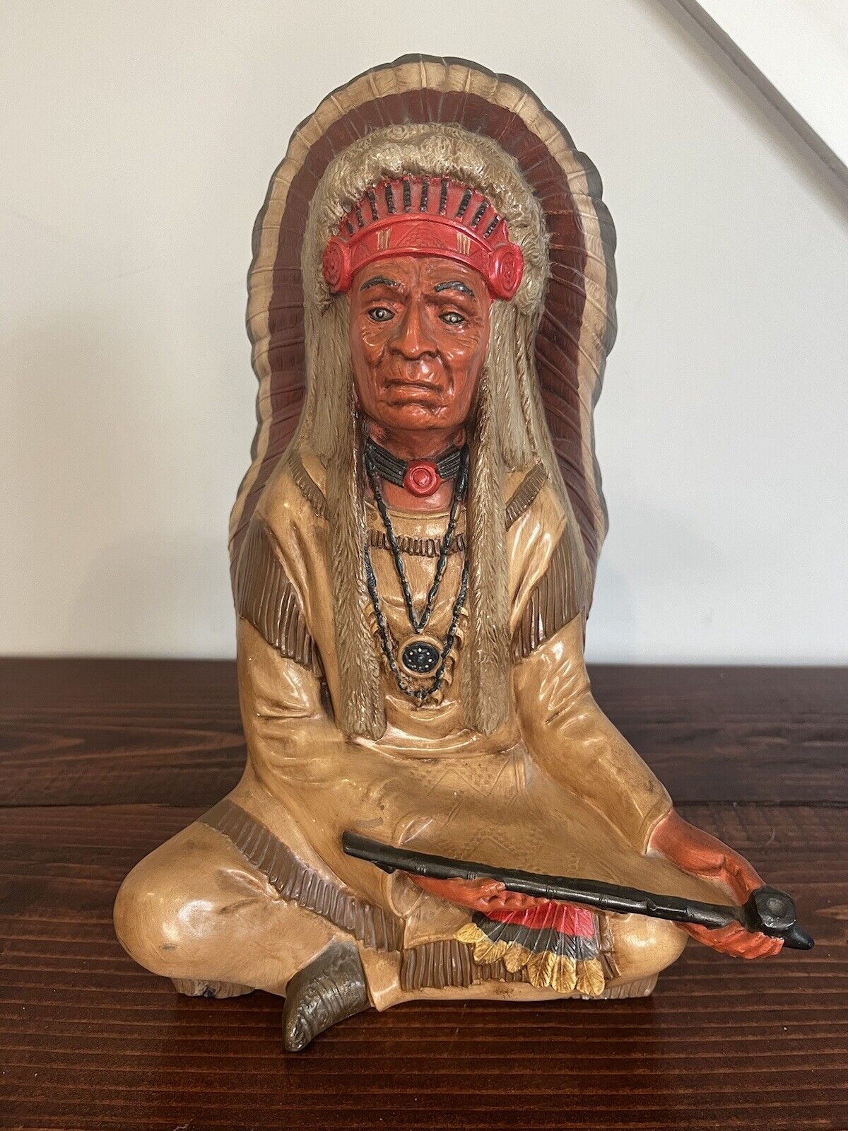 Native American Indian Statue VINTAGE 70s Byron Molds Home Decor Art