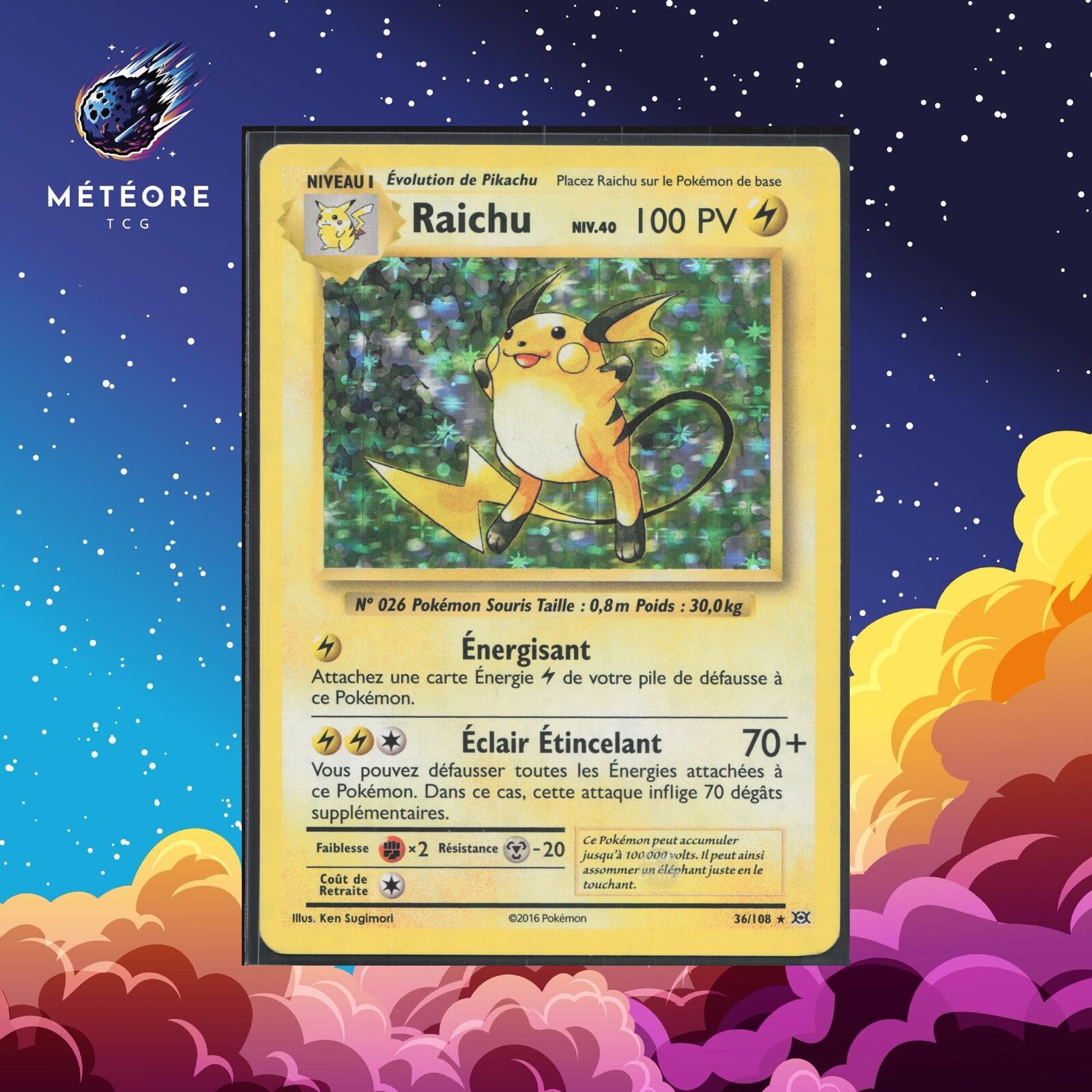 Pokemon Card Raichu 36/108 Holo XY French Evolutions