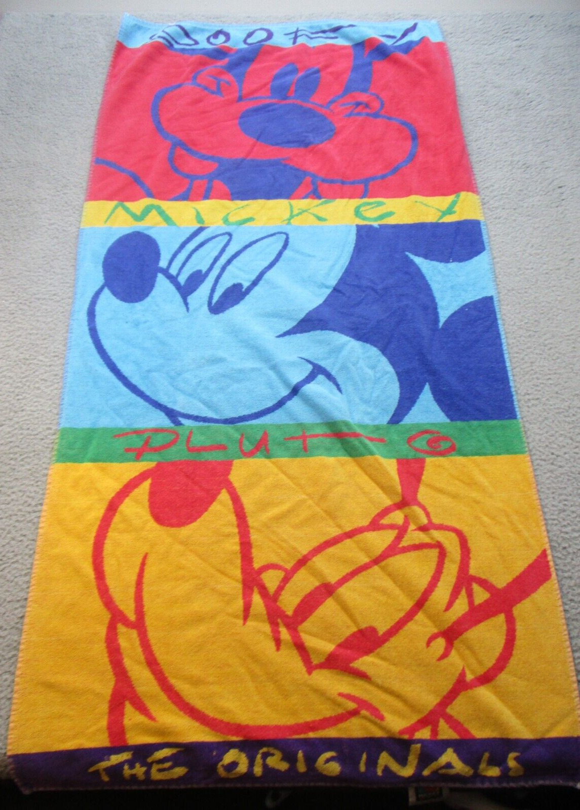 Vintage Disney Mickey Unlimited Beach Towel 90's Goofy Pluto Mickey Mouse The OG