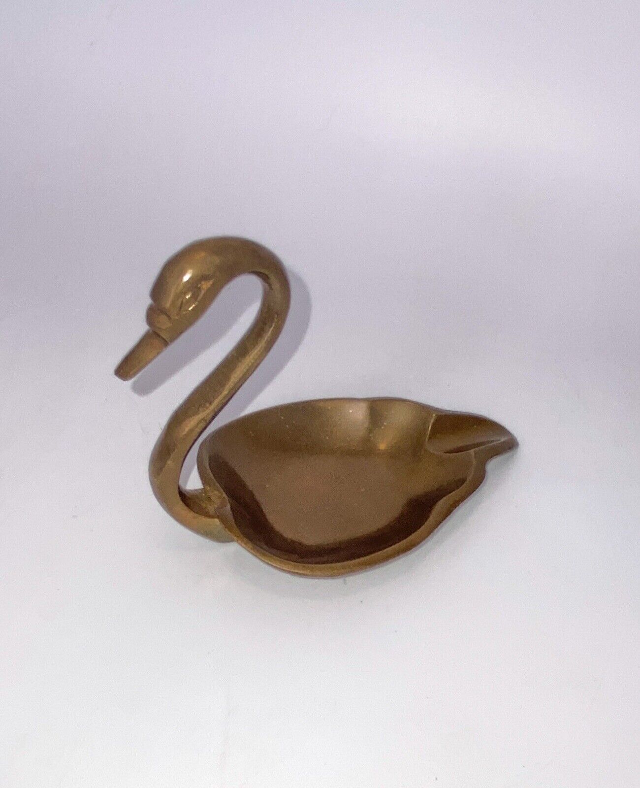 Vtg Brass Swan Goose Duck Trinket Dish Small Decor Coastal India Stash Tray 5x3