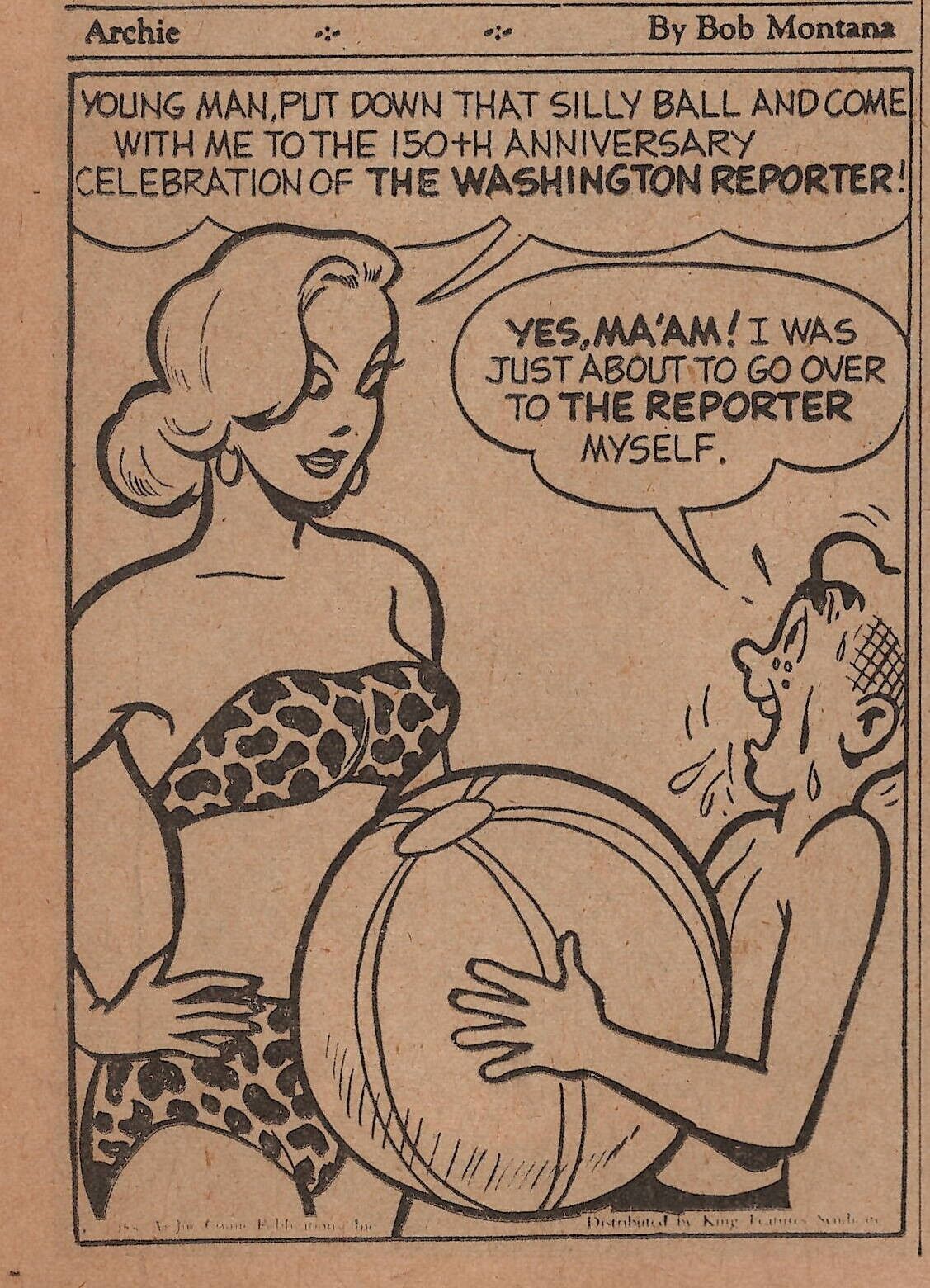 VINTAGE 1958 Archie Washington PA Exclusive Comic Strip GGA Bikini RARE
