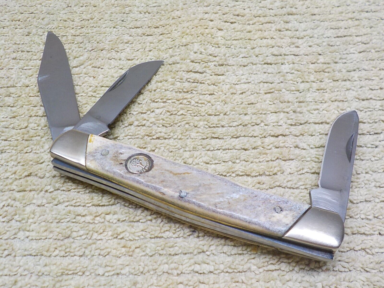 Vintage BOKER U.S.A. TREE BRAND three  blade folding Large STOCKMAN knife