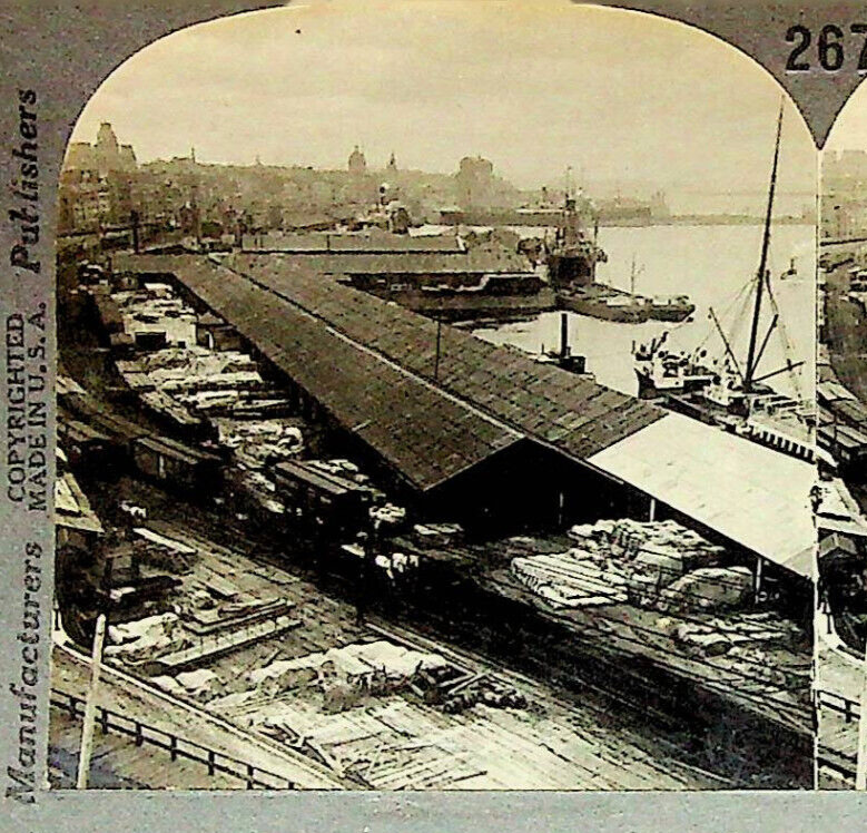 The Wharves Port Montreal Quebec Canada Photograph Keystone Stereoview Card