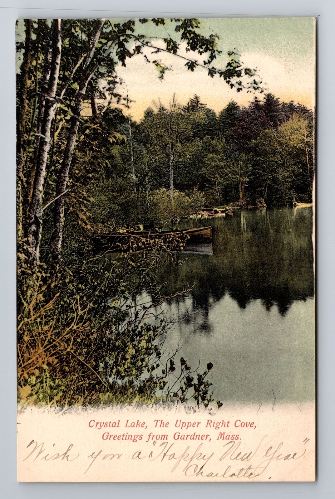 Gardner, MA-Massachusetts, Greetings Crystal Lake Antique  , Vintage Postcard