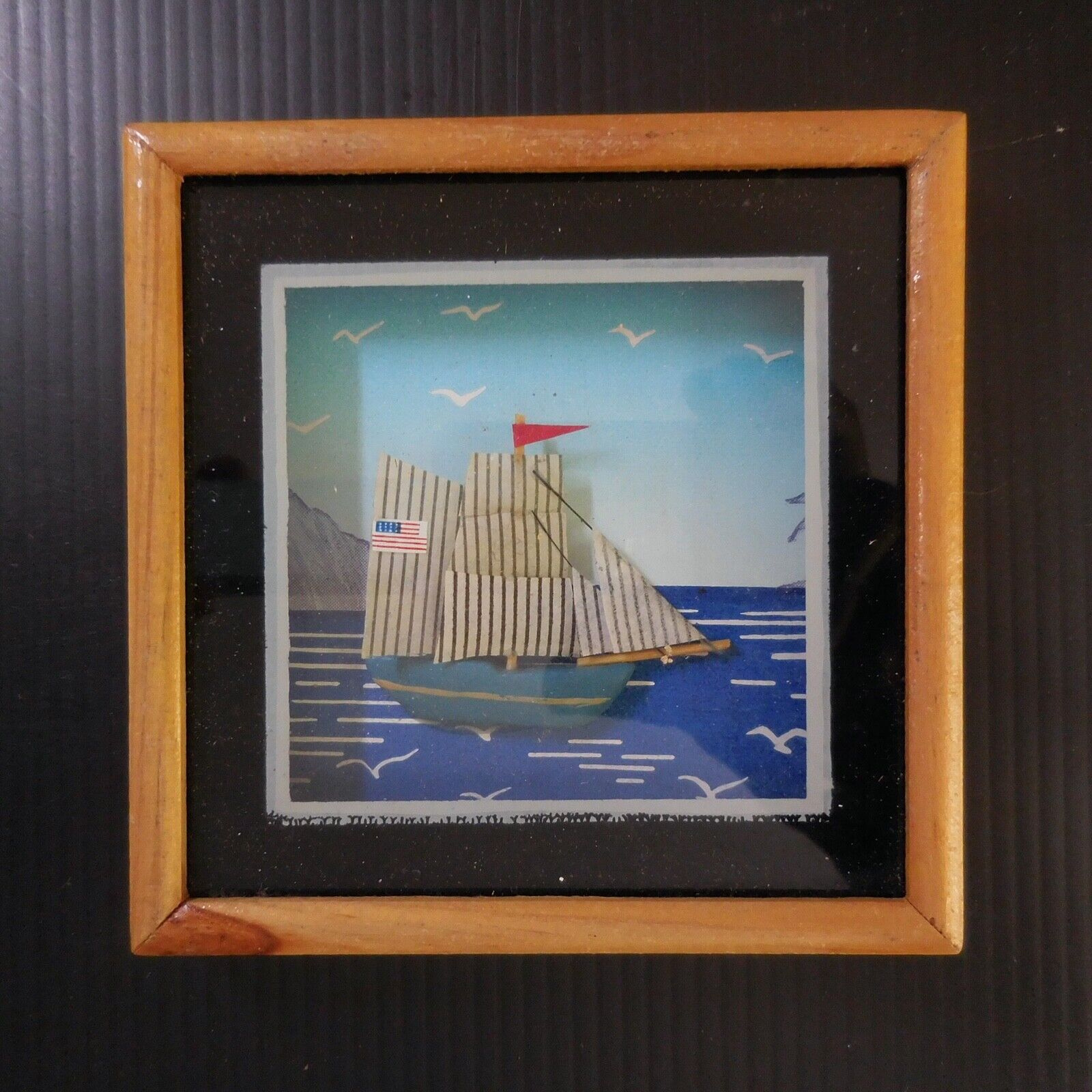 US Navy Sailboat Handmade Miniature Board Frame N5875