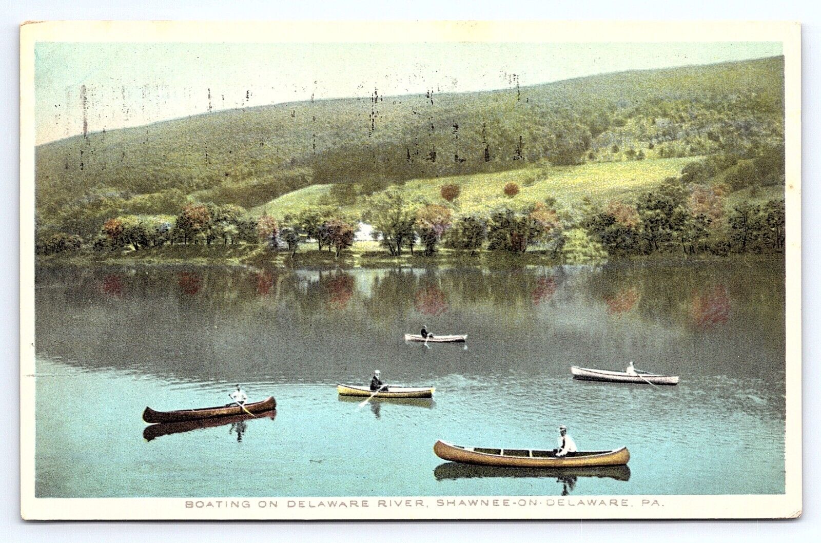 Postcard Boating Delaware River Shawnee-on-Delaware Pennsylvania PA