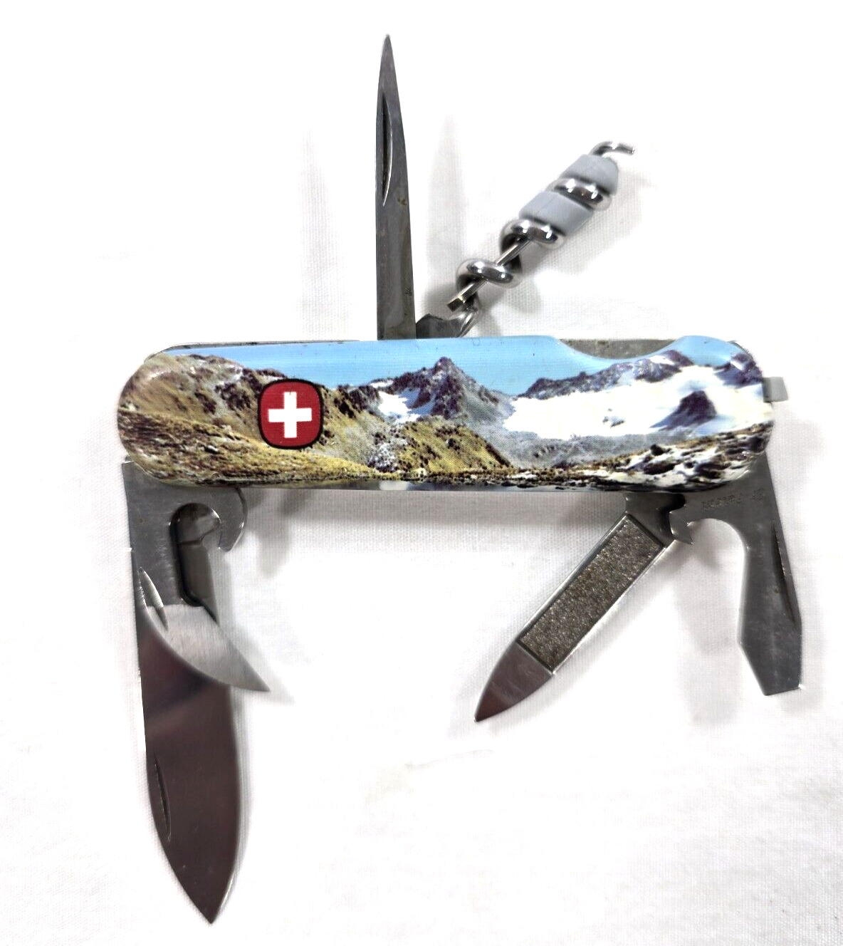 Wenger Delemont Swiss Army 6 Blade Folding Pocket Knife w/ Color Swiss Landscape