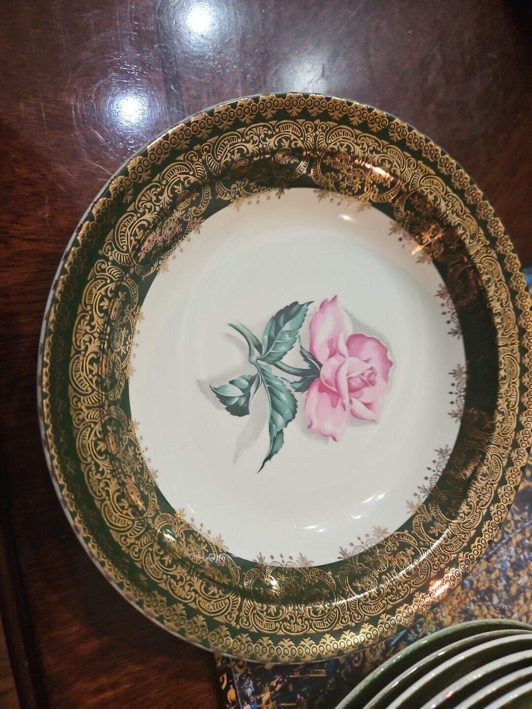 8 Piece Set Of Taylor Smith Taylor 10542 Nautilus Rose Bowls with Green &...