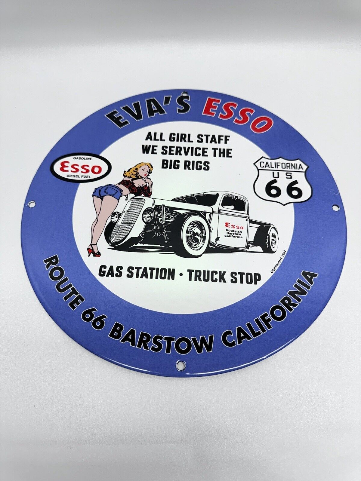 Esso Garage Gasoline Vintage Style Porcelain Enamel Service Station Sign