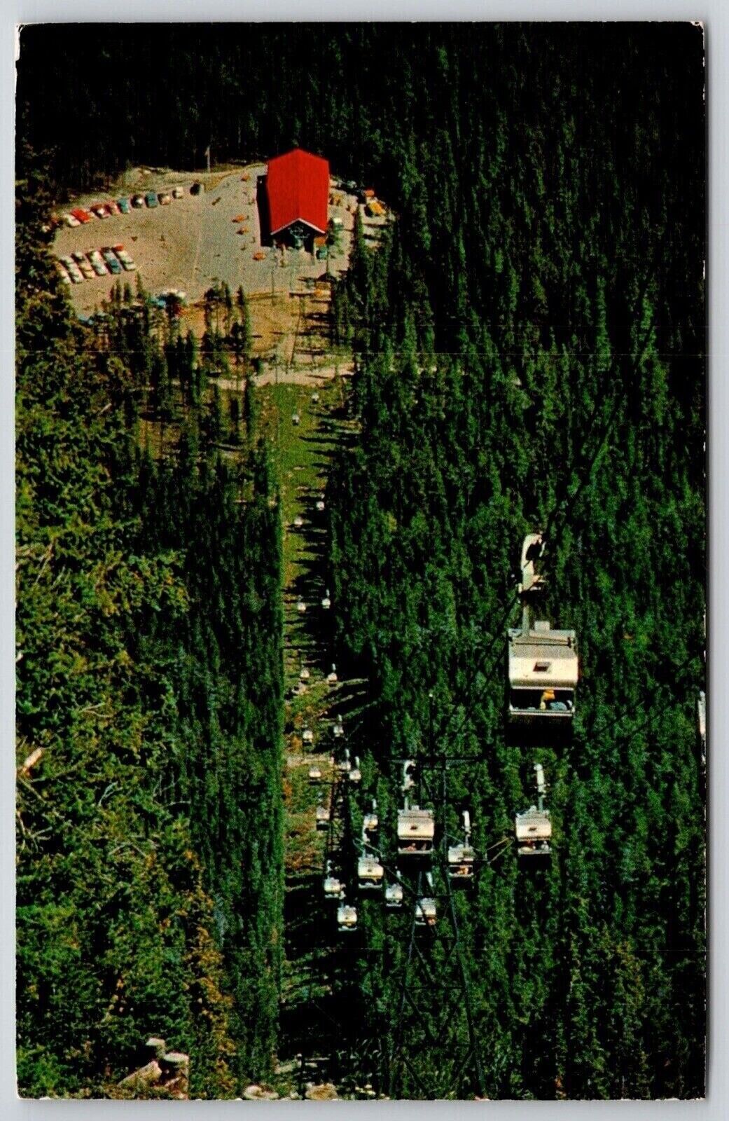 Banff Alberta Canada Gondola Cars Scenic Aerial View Chrome UNP Postcard
