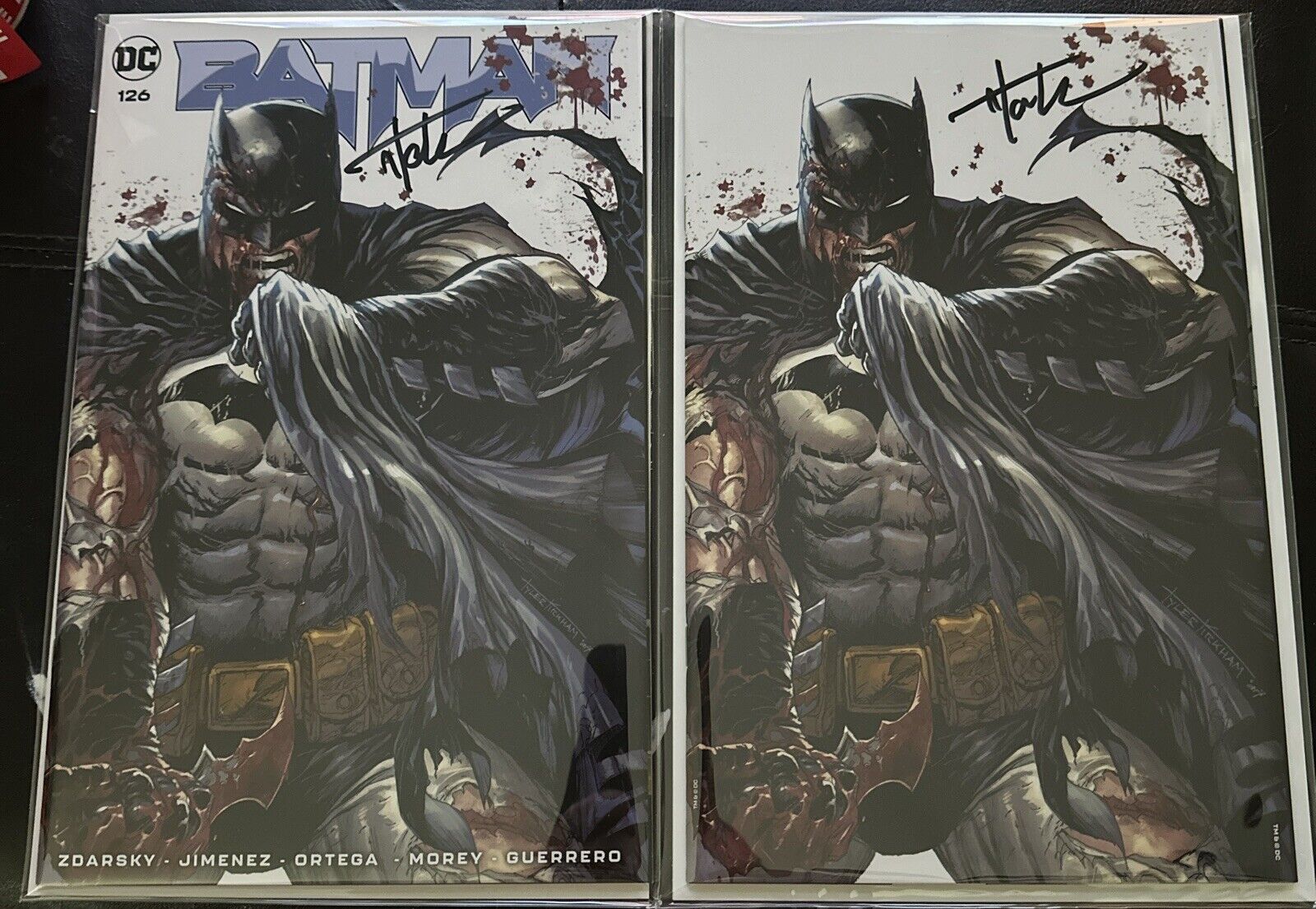 Batman #136- Tyler Kirkham “Battle Damage”Signed Set SDCC Exclusives W/COAs