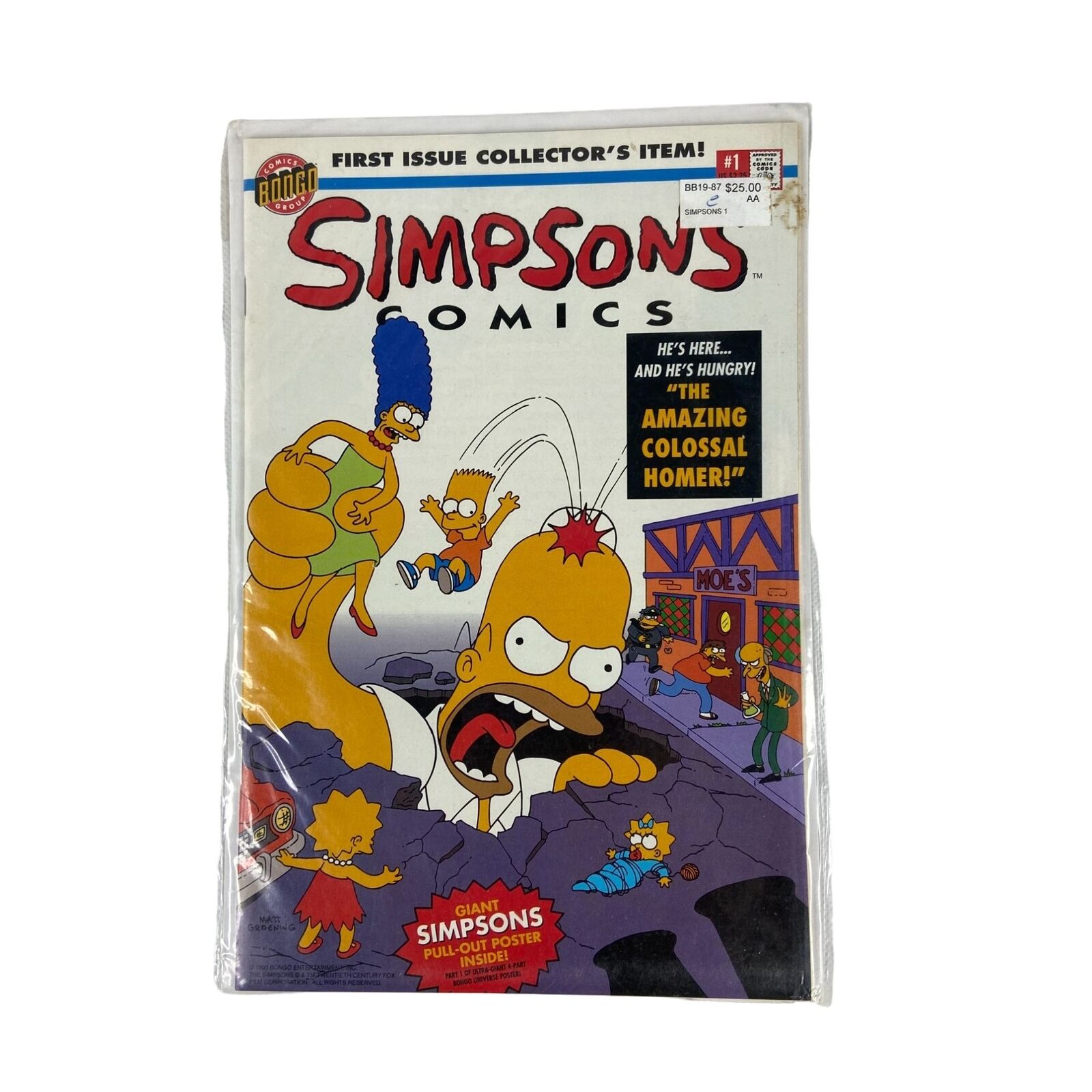 Simpsons Comic Issue 1 1993 With Poster Bongo Amazing Colossal Homer