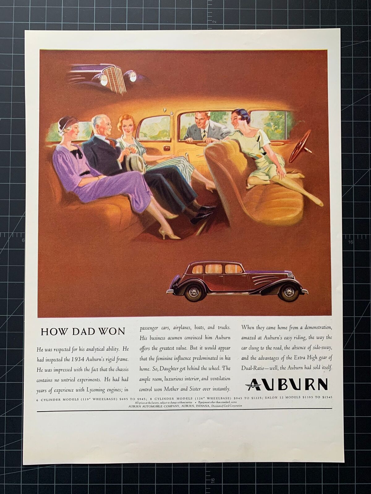 Vintage 1934 Auburn Automobile Print Ad