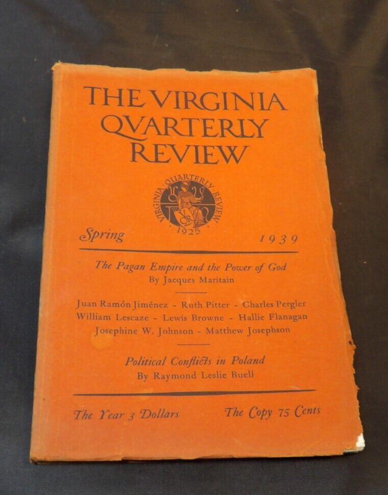 The Virginia Quarterly Review journal literature discussion Spring 1939