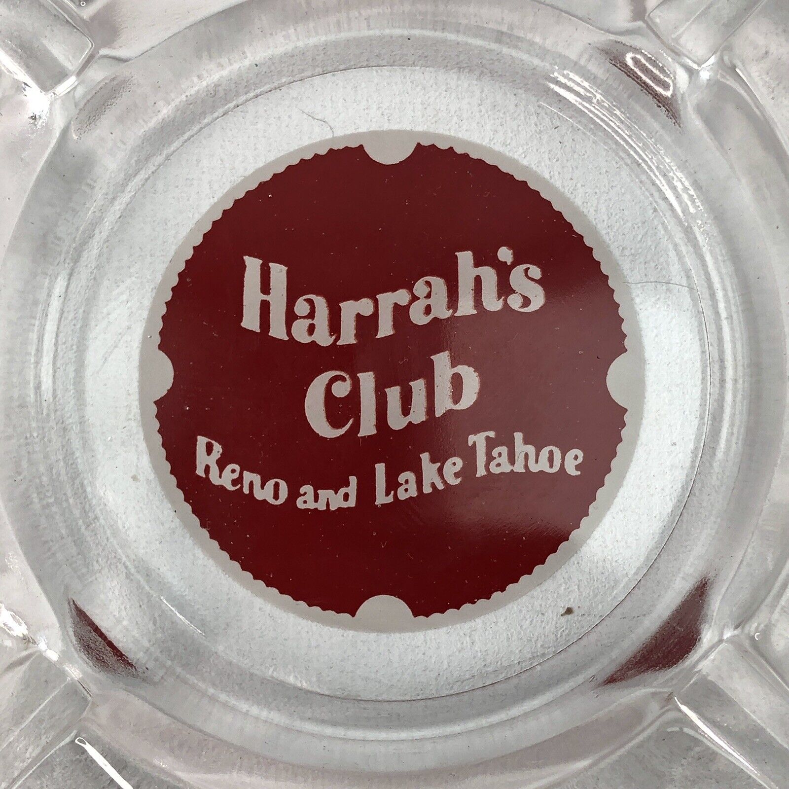Vintage Clear Class Harrah's Club Reno and Lake Tahoe Ashtray- Clean