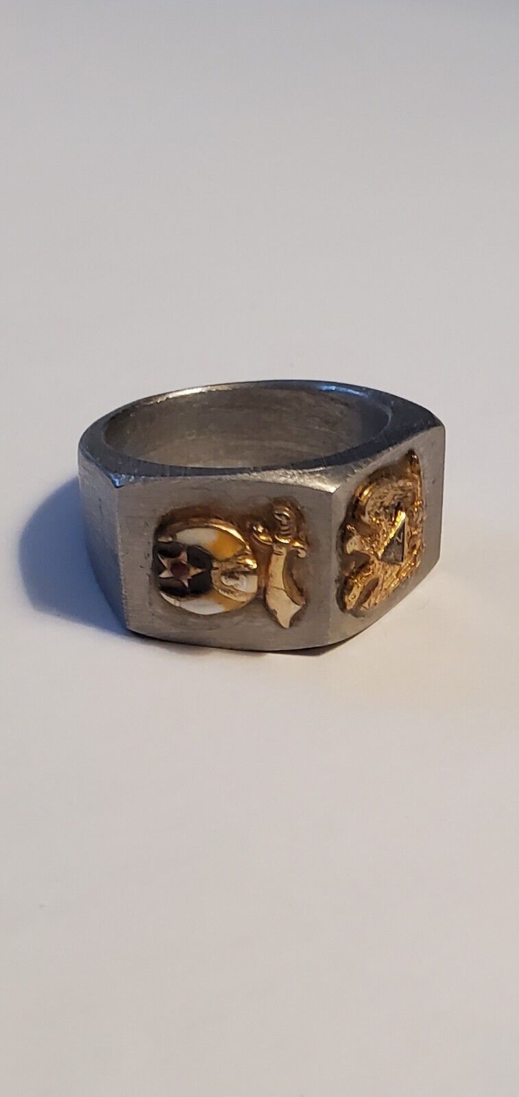 Rare Antique Metal Masonic Scottish Rite Ring Gold Eagle Size 11