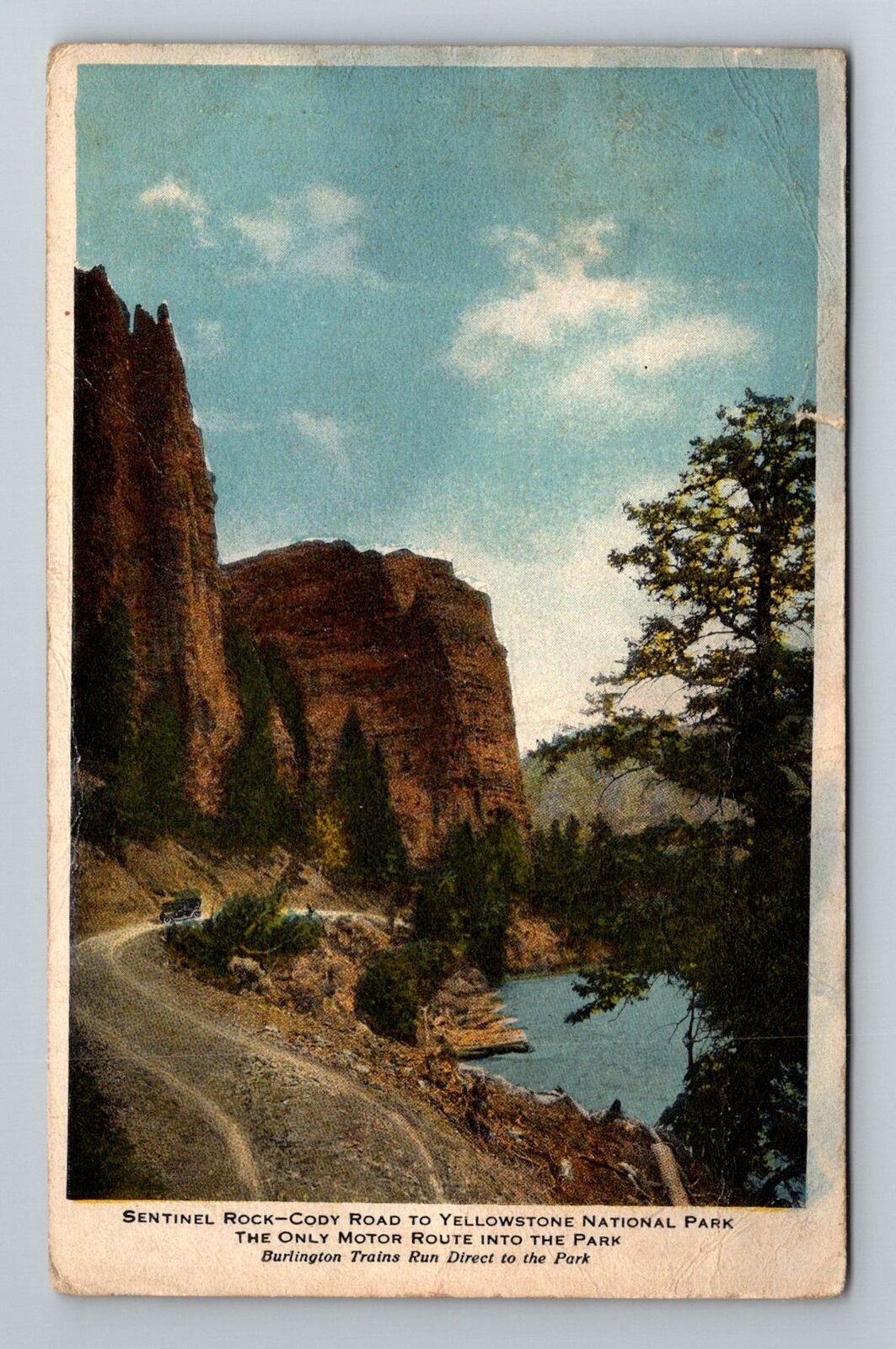 WY-Wyoming, Sentinel Rock, Cody Road, Scenic, Antique, Vintage c1918 Postcard