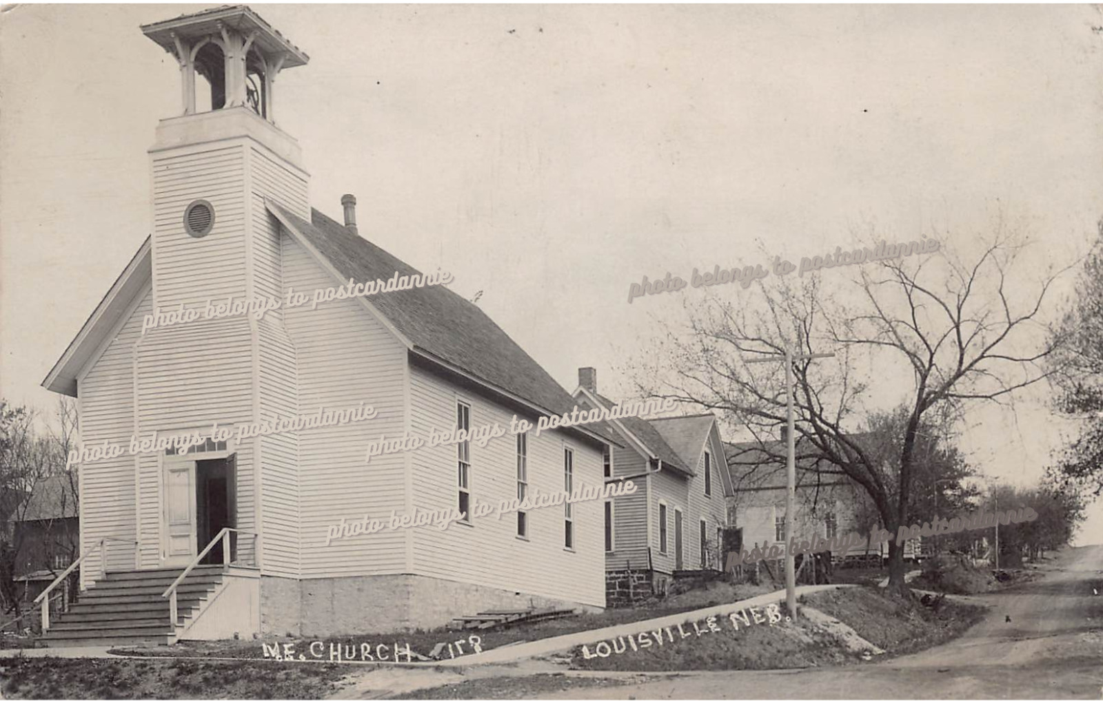RPPC Louisville NE Nebraska Main Street Methodist Church Photo Postcard C60