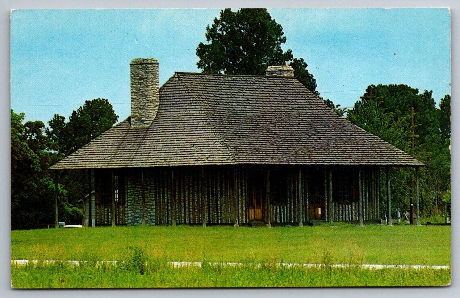 Postcard Cahokia IL Illinois Court House State Memorial Old Rock Building