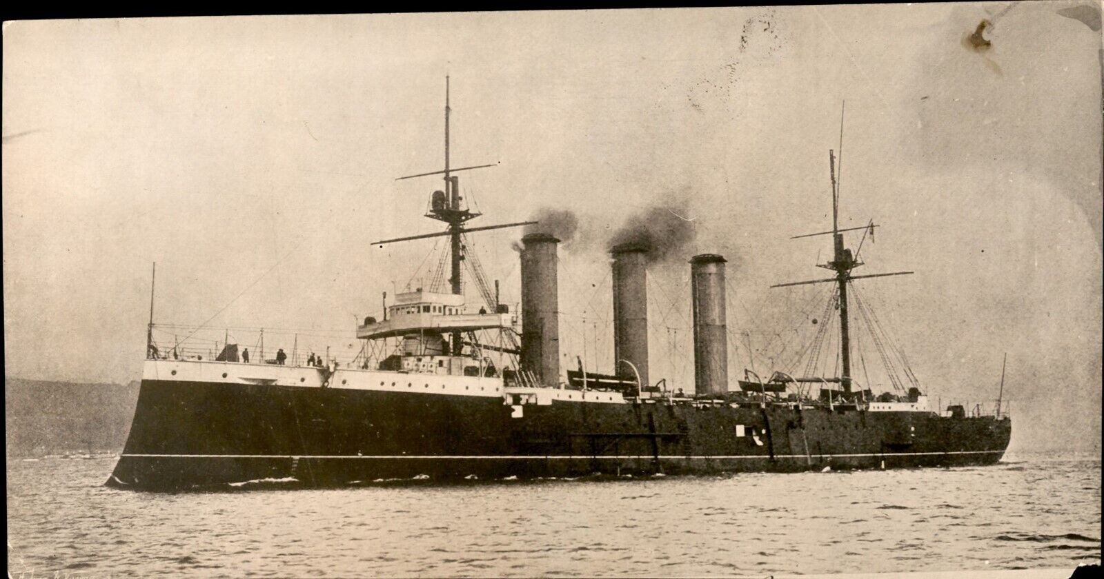 LD361 1914 Original Photo HMS MONMOUTH Royal Navy Armored Cruiser Ship Sailing