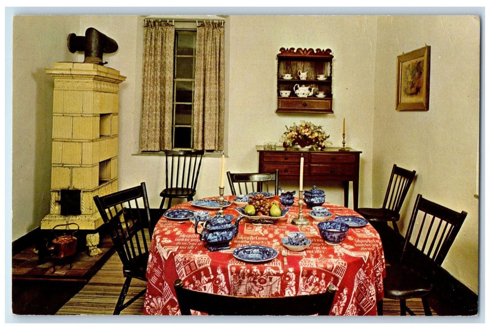 c1960s John Vogler House Dining Room Scene Old Salem Winston-Salem NC Postcard