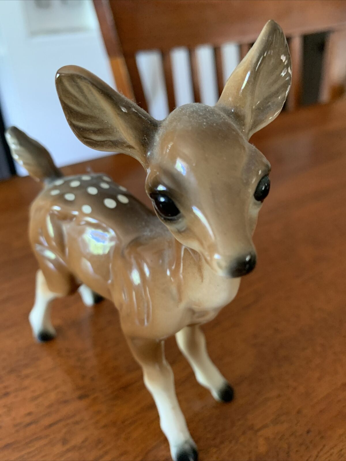 Spotted Baby Deer Doe Fawn  Souvenir Figurine, Bisque Porcelain Japan