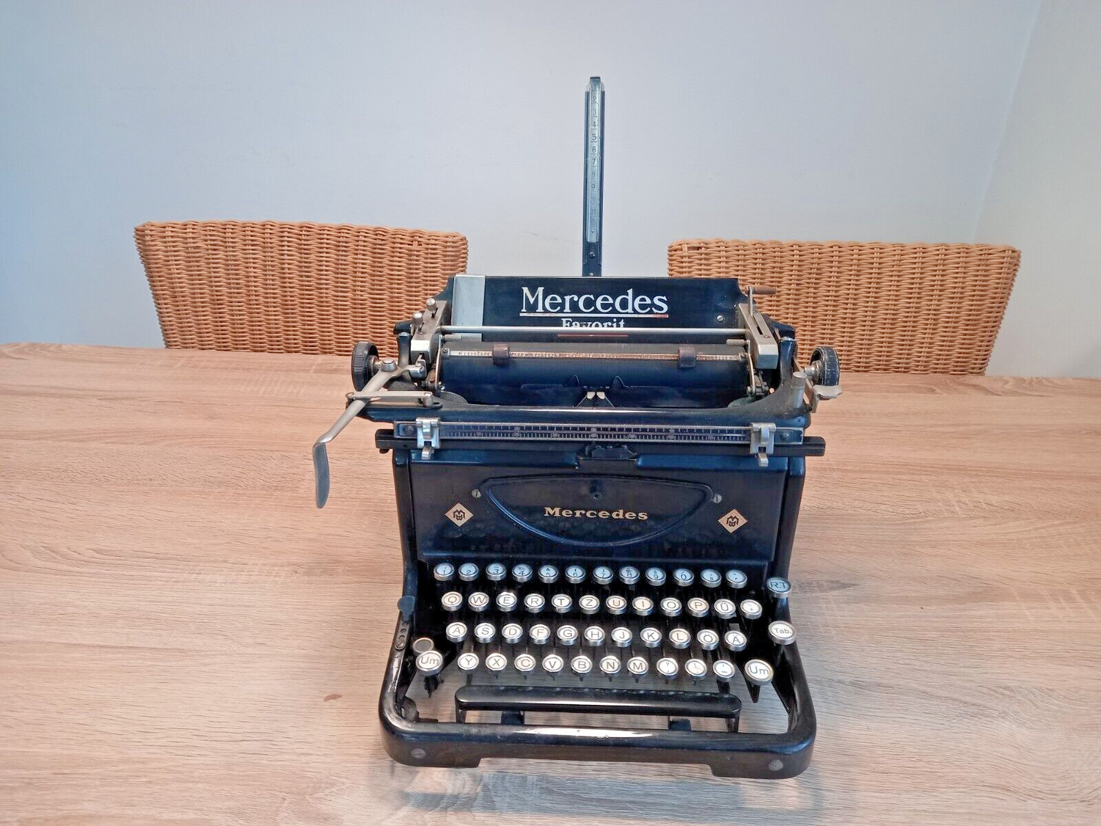 Vintage typewriter MERCEDES Favorit German keyboard 1920s Germany.