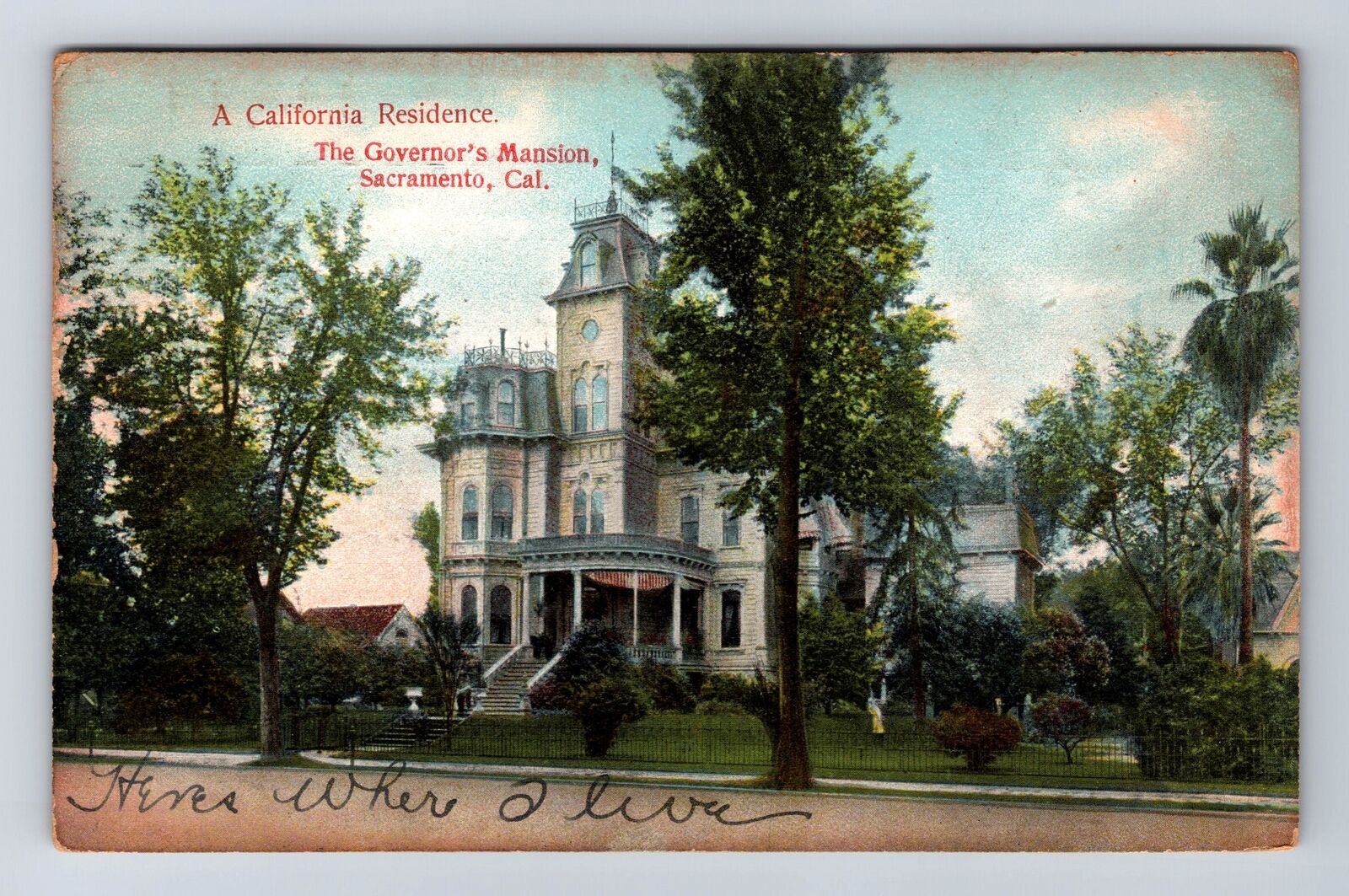 Sacramento CA-California, Governor's Mansion, Antique Vintage Postcard