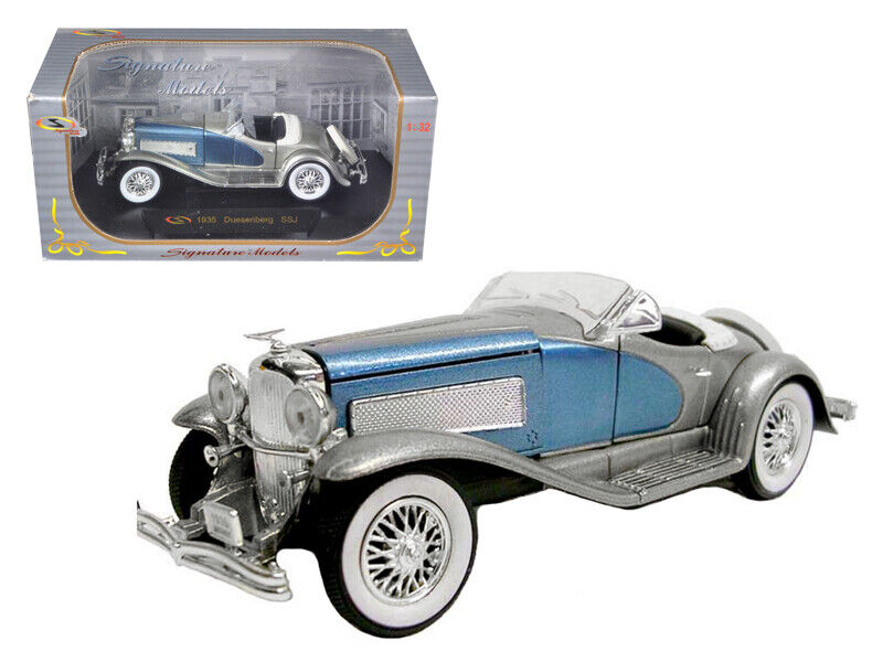1935 Duesenberg SSJ Convertible Blue and Silver 1/32 Diecast Model Car by
