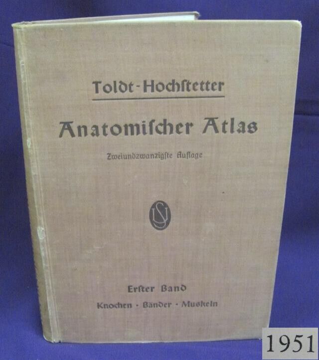 VINTAGE 1951 GERMAN MEDICAL HARDCOVER ATLAS BOOK – HUMAN ANATOMY