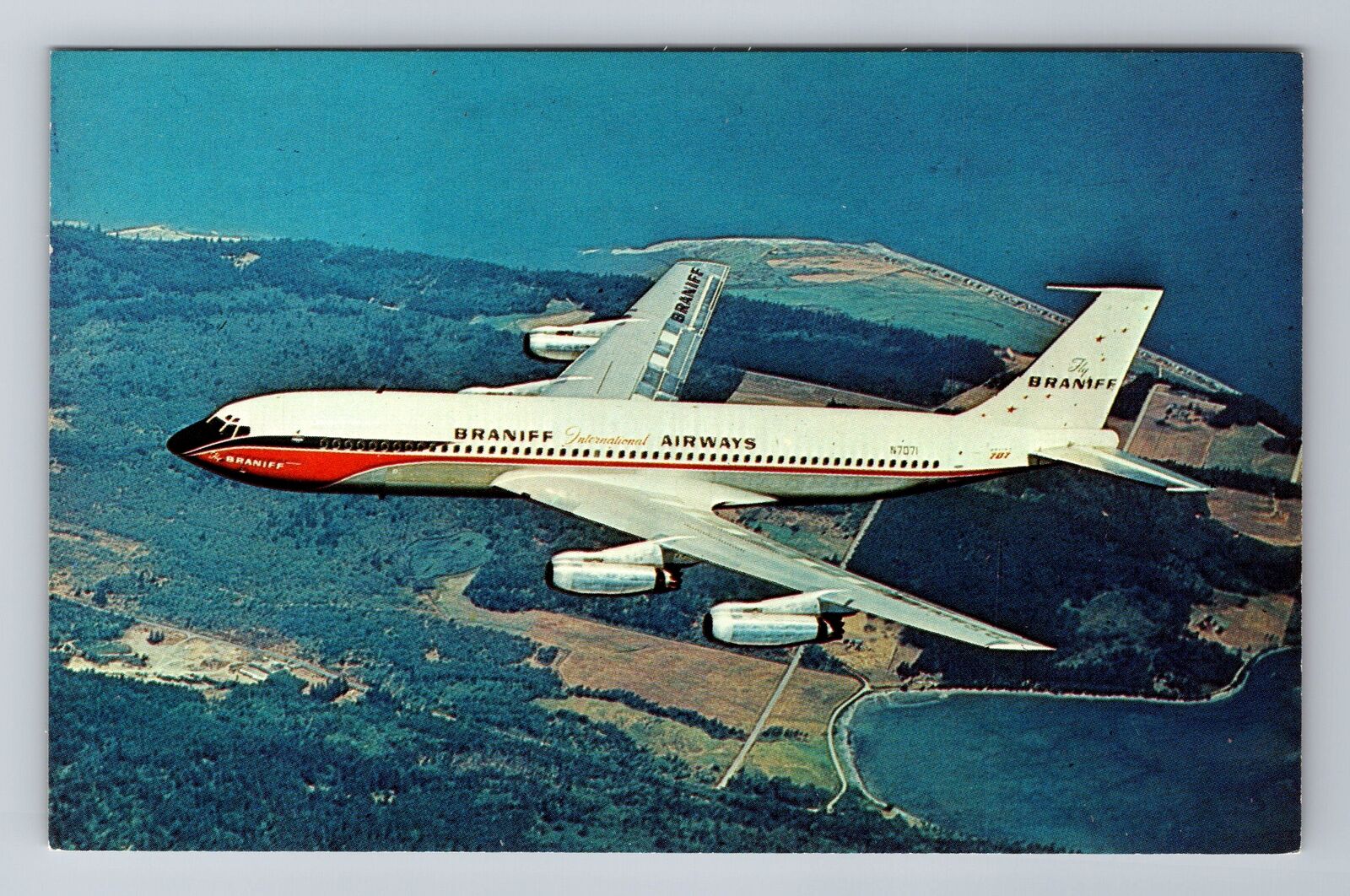 Braniff Intl Airways El Dorado Super Jet, Plane, Transportation Vintage Postcard