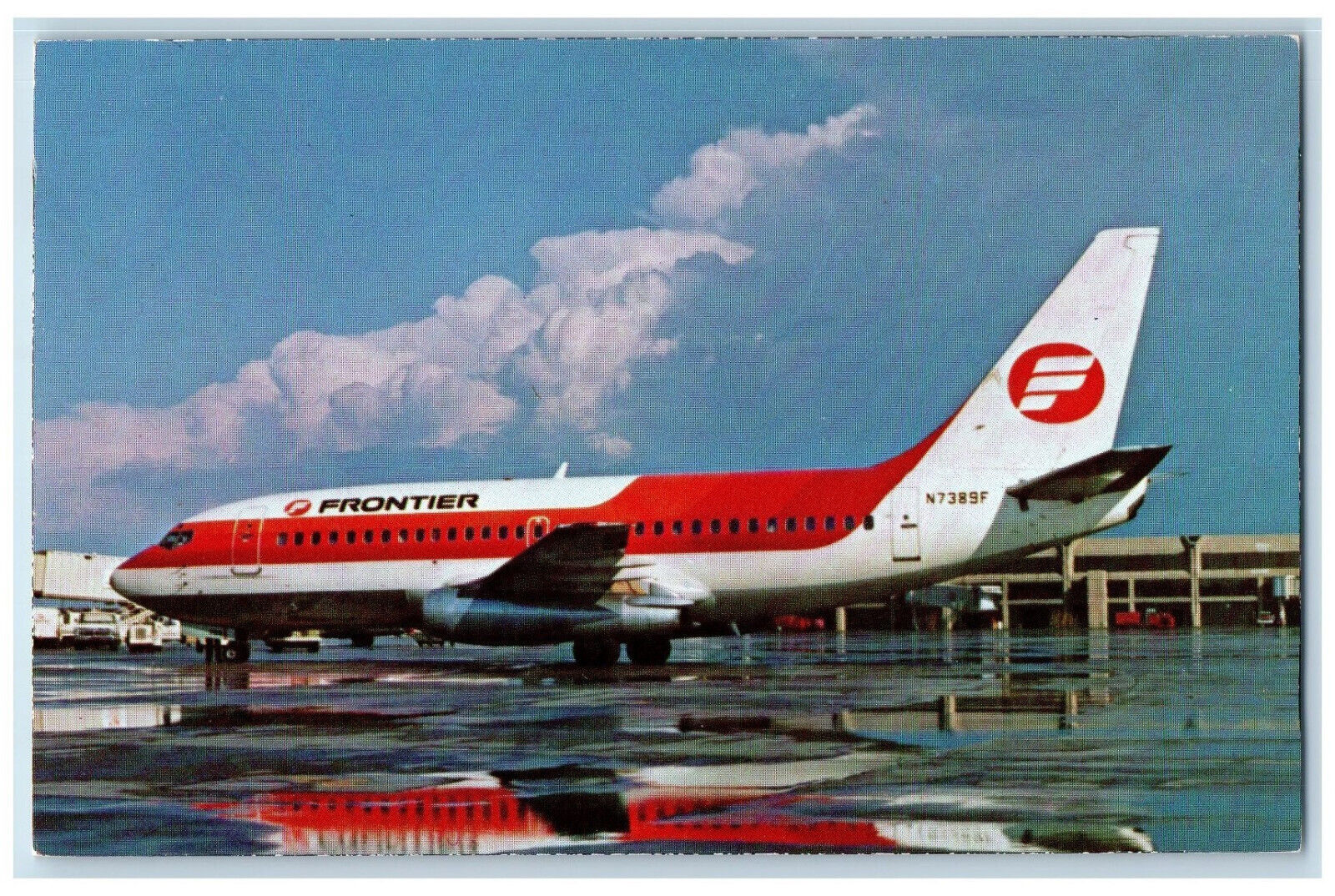 1979 Frontier Airlines B737-222 N7389F C/N 19937 Airplane Kansas City Postcard