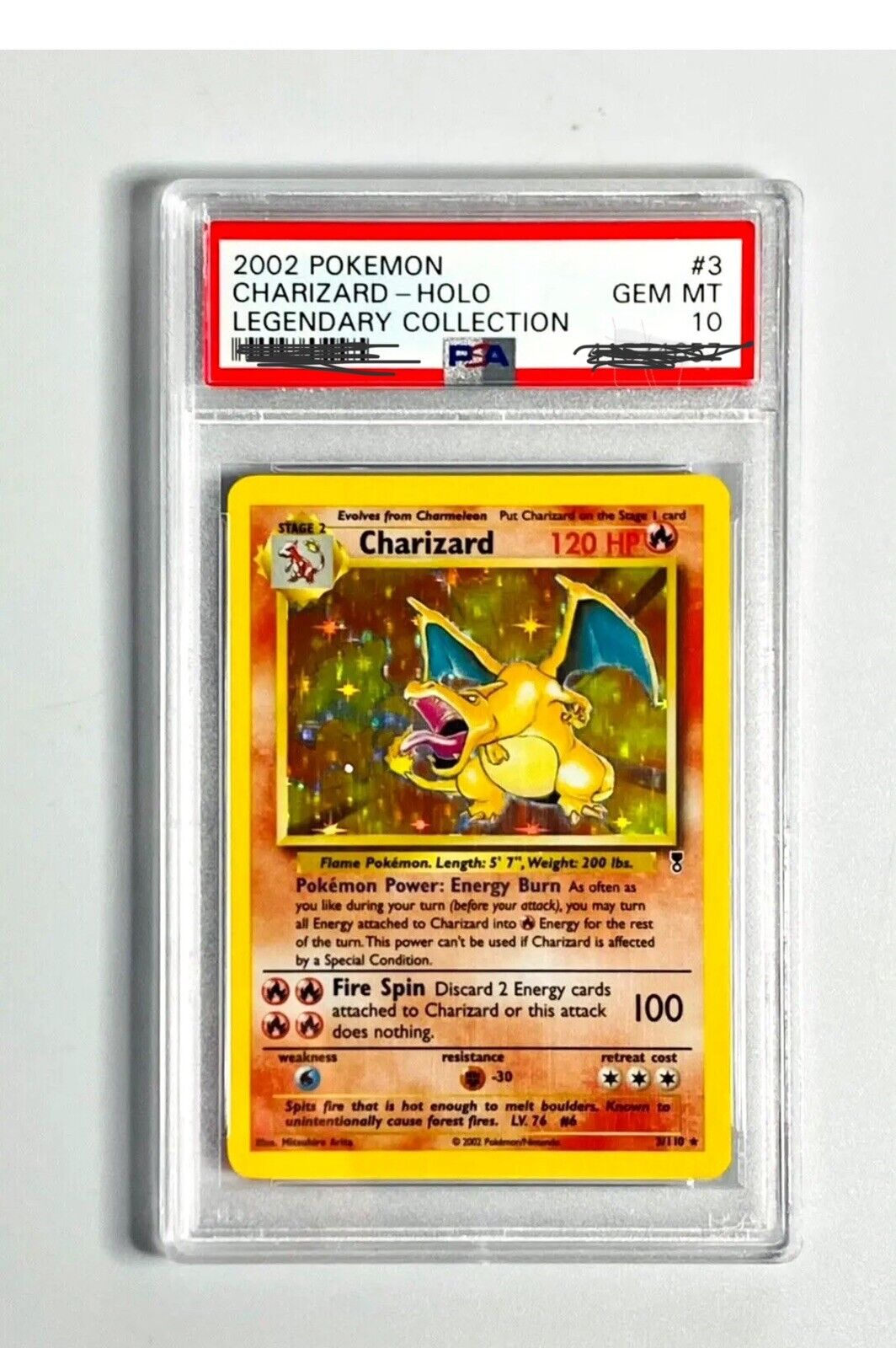 2002 Pokemon PSA 10 GEM MINT Charizard holo Legendary Collection - Pop 14 - (T)