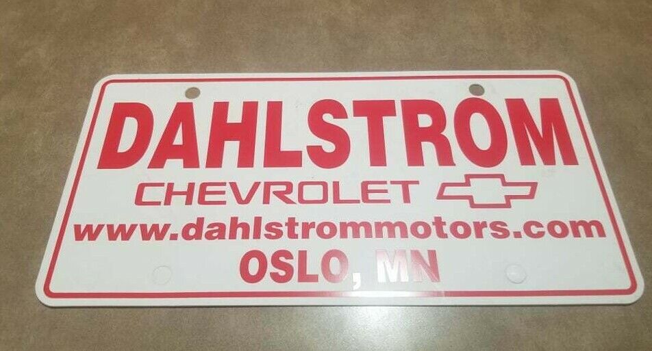 Dahlstrom Motors Oslo Minnesota Plastic Dealer License Plate