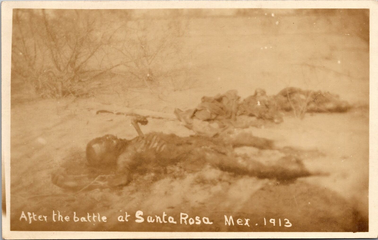 Mexican Revolution 1913 Battle Santa Rosa Mexico Corpses Postcard unused 1910s