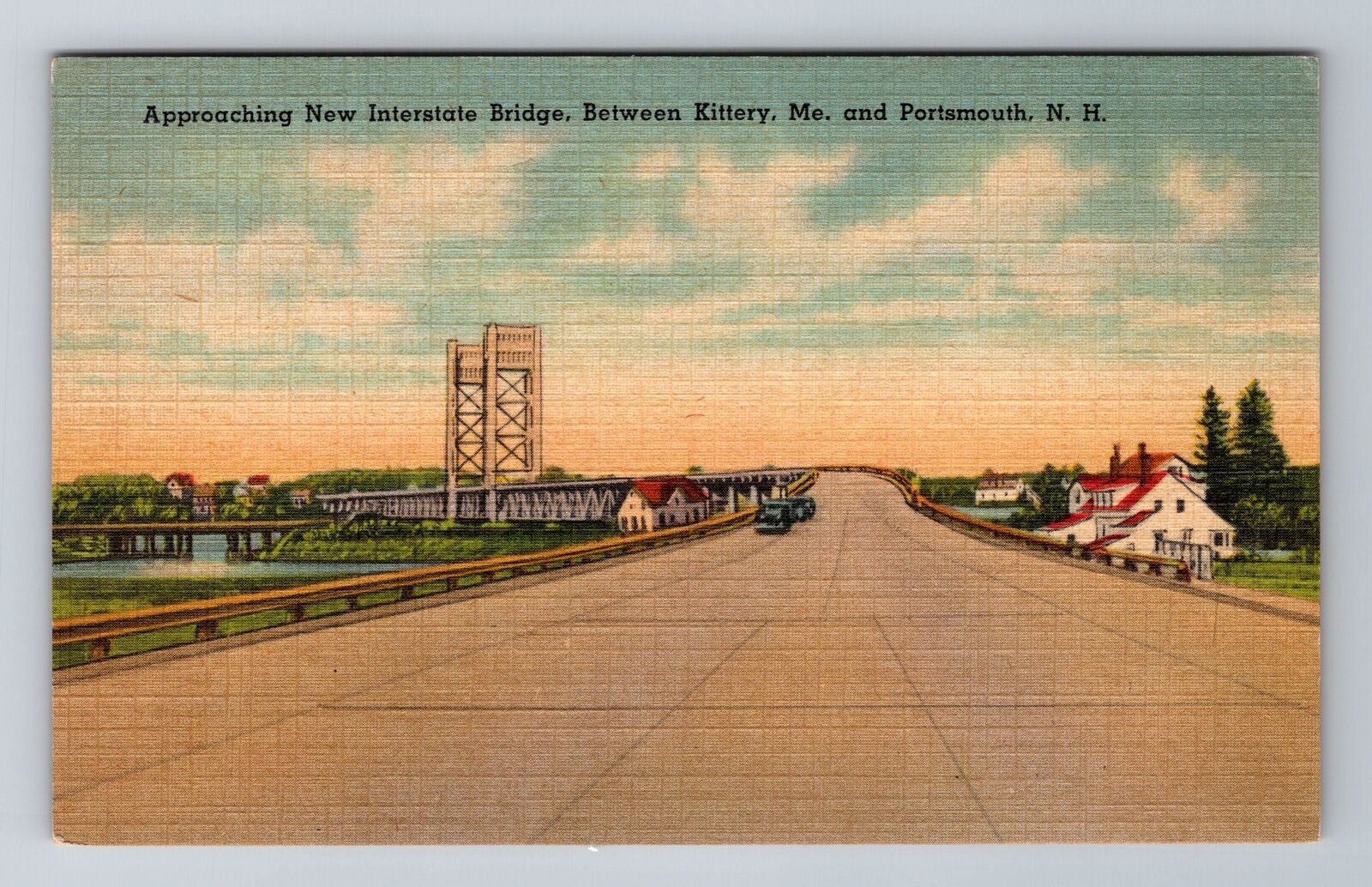 Kittery ME-Maine, New Interstate Bridge, Antique Vintage Souvenir Postcard