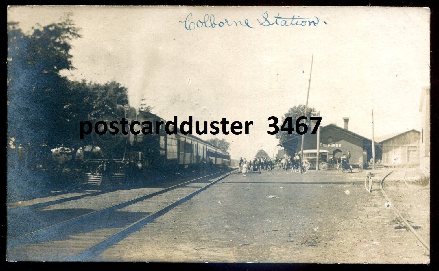 COLBORNE Ontario 1908 Train Station. Real Photo Postcard