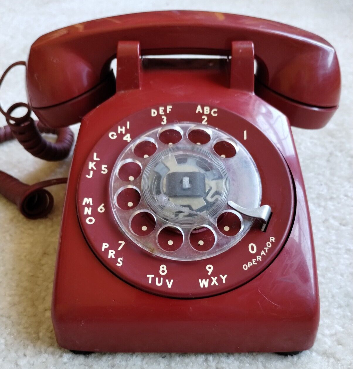 Vintage 1960s Bell System Western Electronic RED Rotary Dial Desk Telephone AT&T