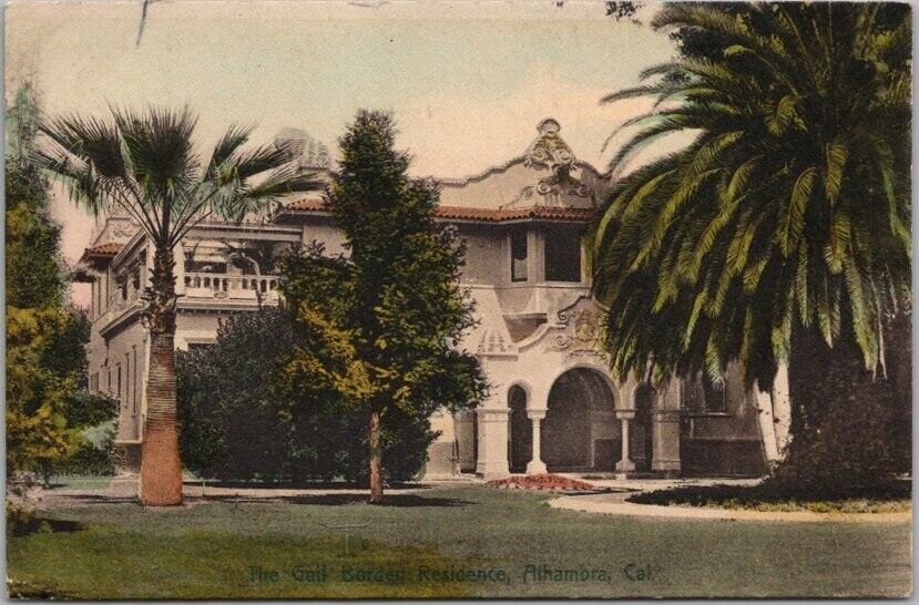 ALHAMBRA, California HAND-COLORED Postcard 