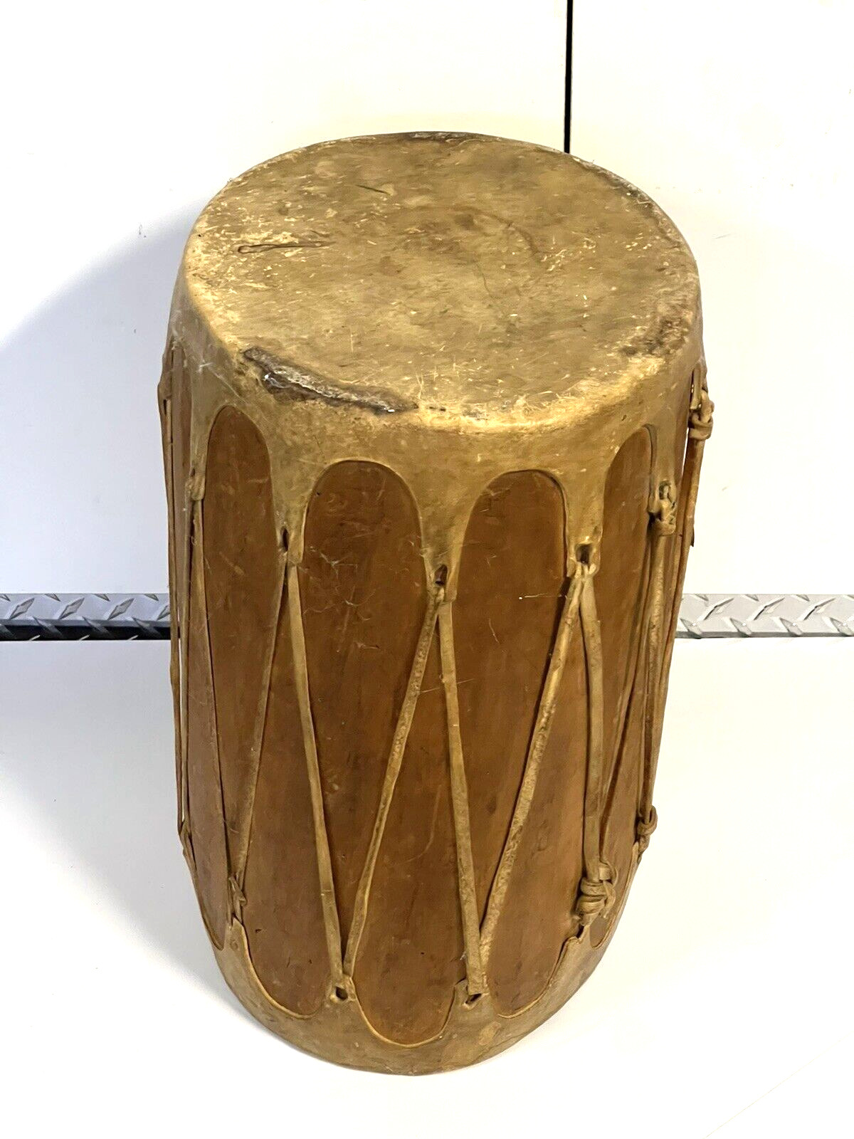 Antique Original Native American Indian Ceremonial Large Drum; 1890's to 1930's