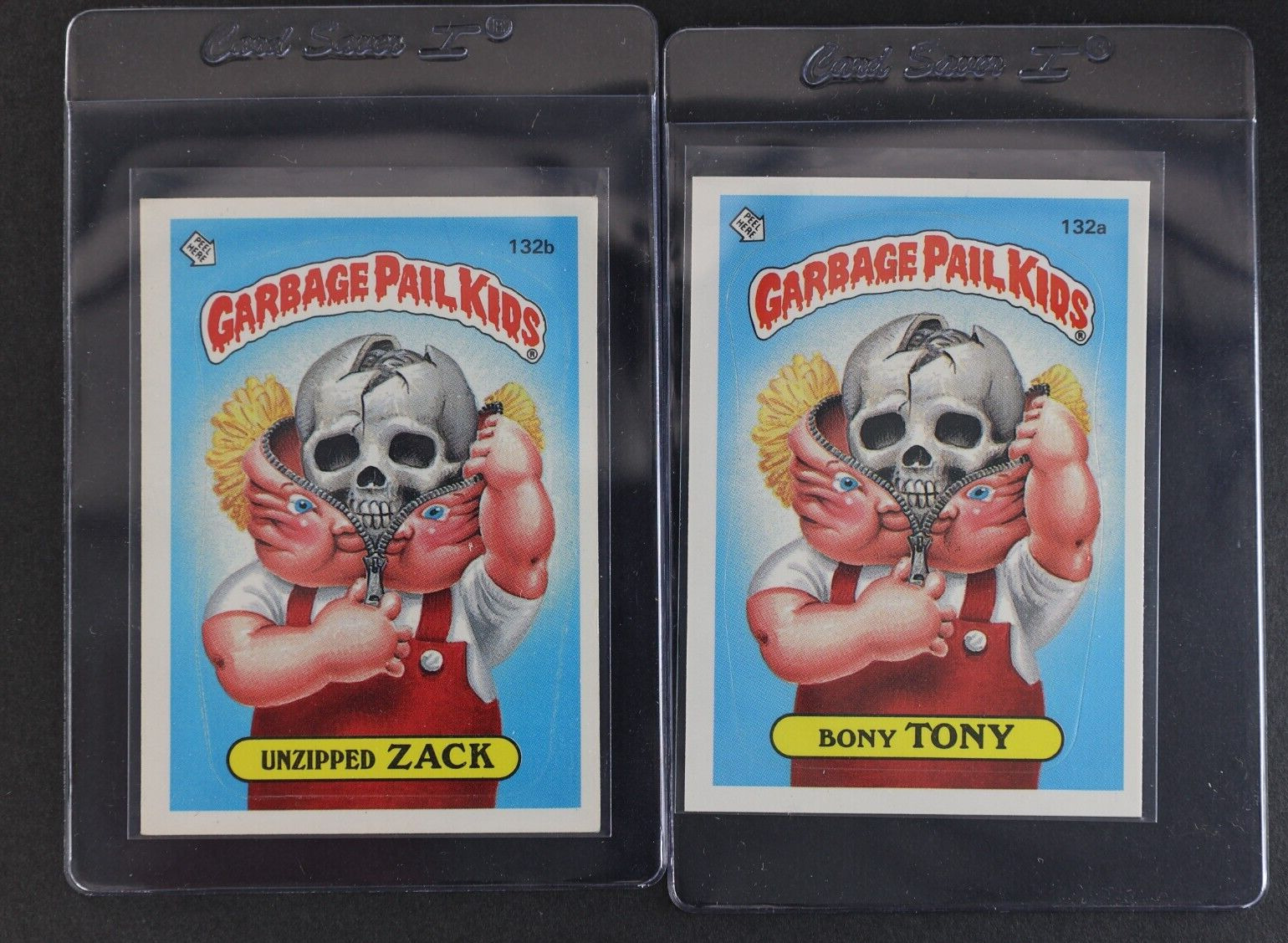 Bony TONY #132a Unzipped ZACK #132b 1986 Garbage Pail Kids Series 4 Pack Fresh