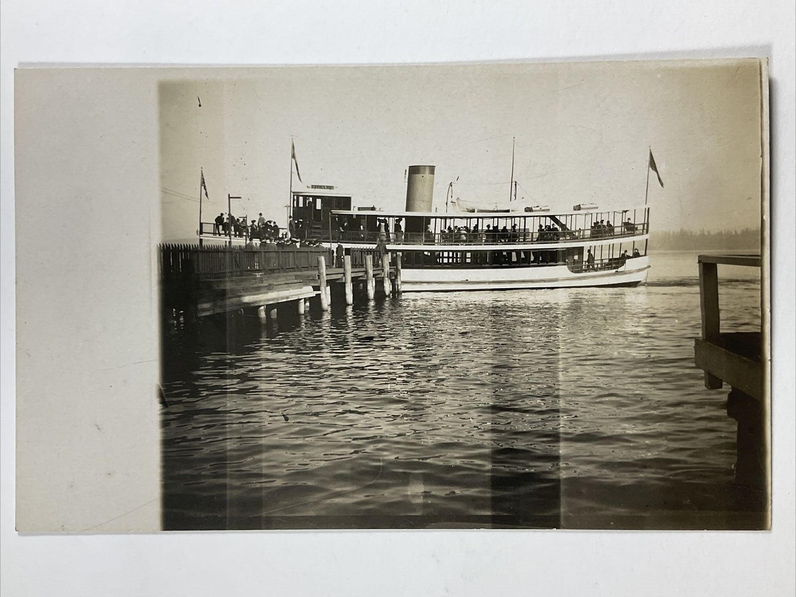 c 1910 Steamer Atlanta at Dock on Lake Washington Real Photo Postcard RPPC