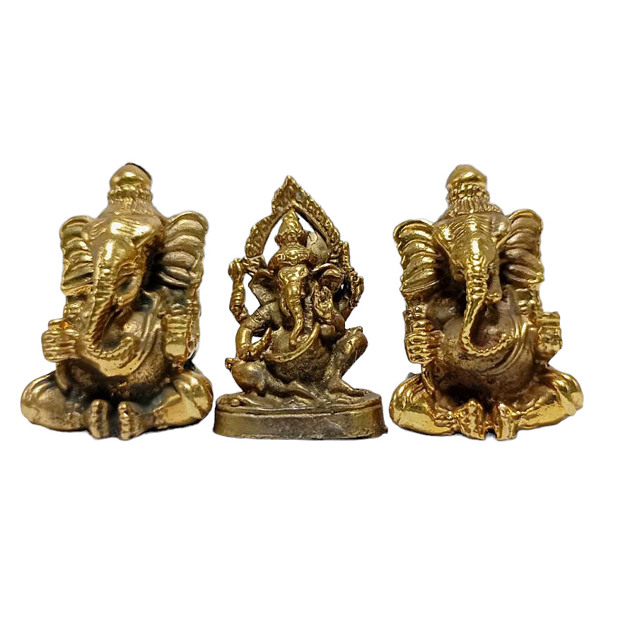 Set 3 Lord Ganesh Brass Statues Figurine Hinduism Elephant Gods Ganesha 1 in