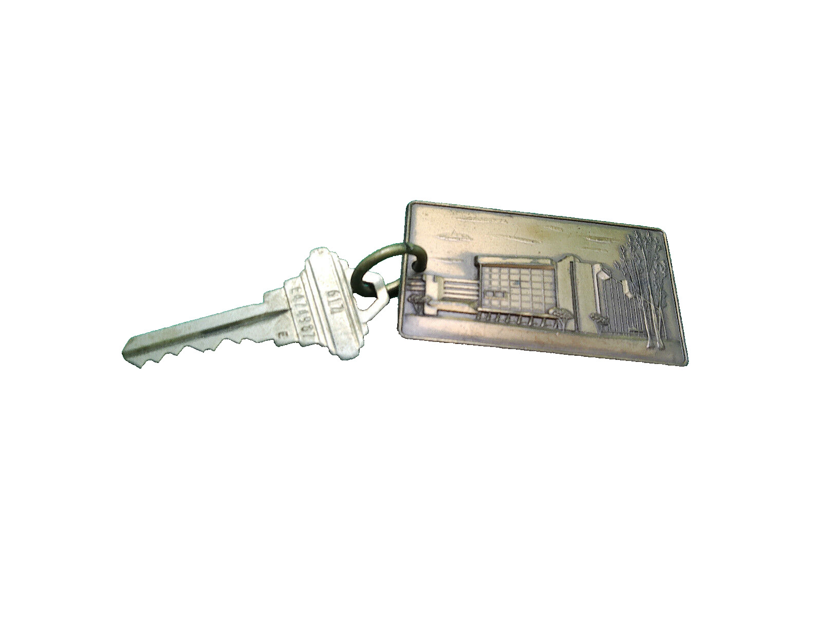 Winston Salem NC Hyatt House fob keychain w vintage metal key hotel