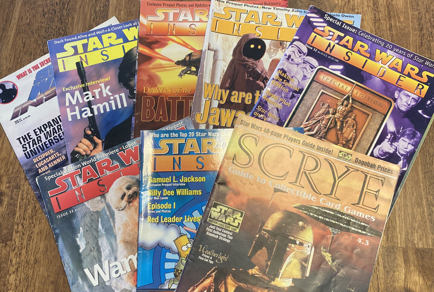 7 Vintage Star Wars Magazines Insider Issue 31-34 ~ 36 ~ 38 ~ 40 & 1 SCRYE 4.3