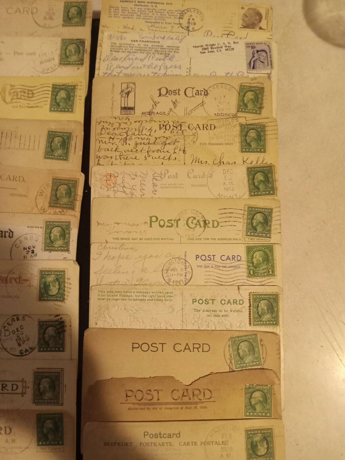  Rare Stamps Undefaced & Defaced On Vintage Postcards
