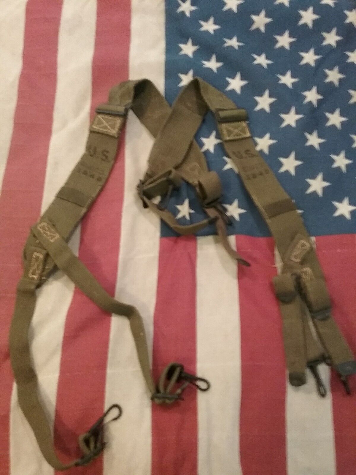 WW2 Era M-1945 Combat Field Pack Suspenders Genuine USGI Surplus Excellent...