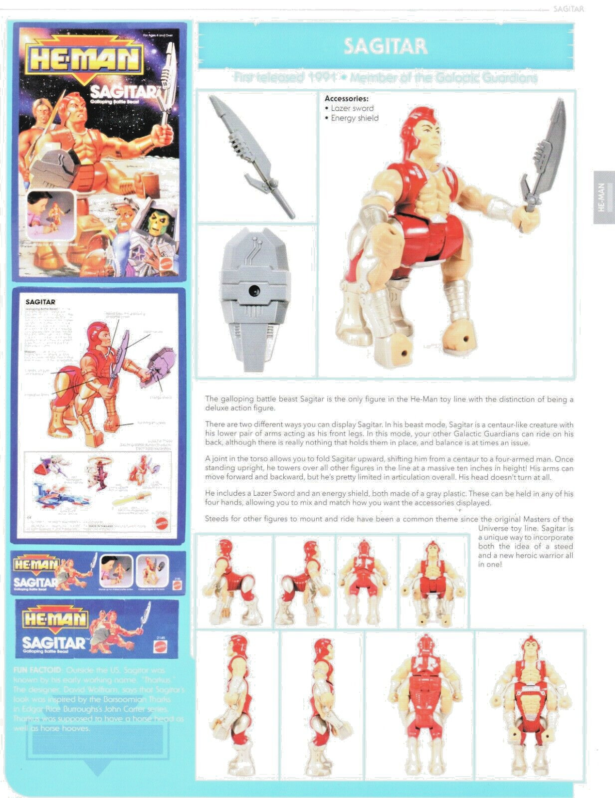 HE-MAN MOTU SAGITAR Character Action Figure Pin-Up PRINT AD/POSTER 9x12 ART